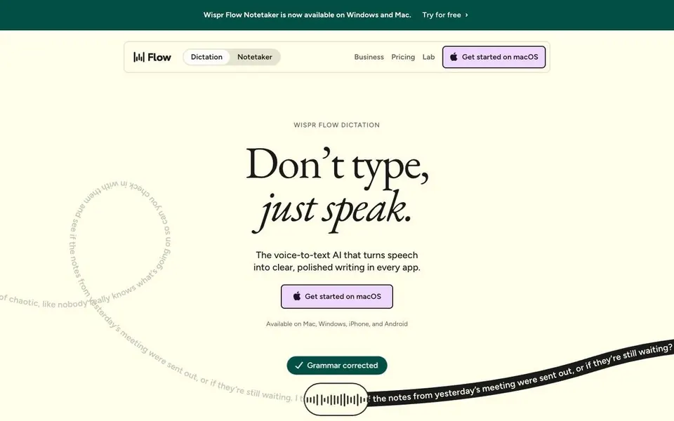 Wispr Flow homepage